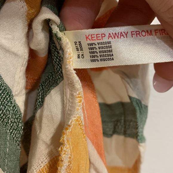 ANTHROPOLOGIE STRIPED HALTER FLOWY DRESS MEDIUM GREEN ORANGE - Picture 3 of 6